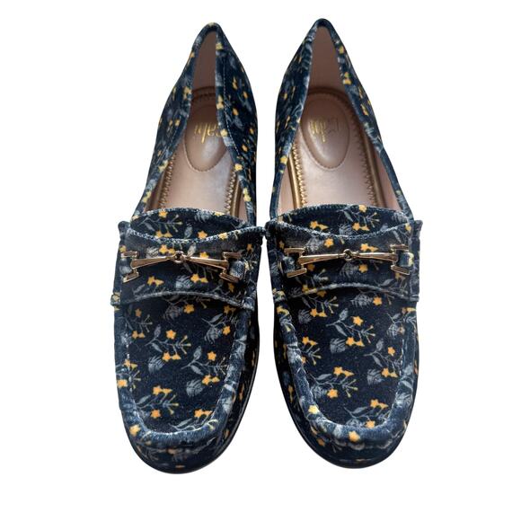 Cabi Carnaby Loafer Navy Floral Velvet Horsebit Slip On Shoes Size 8 - Picture 2 of 11